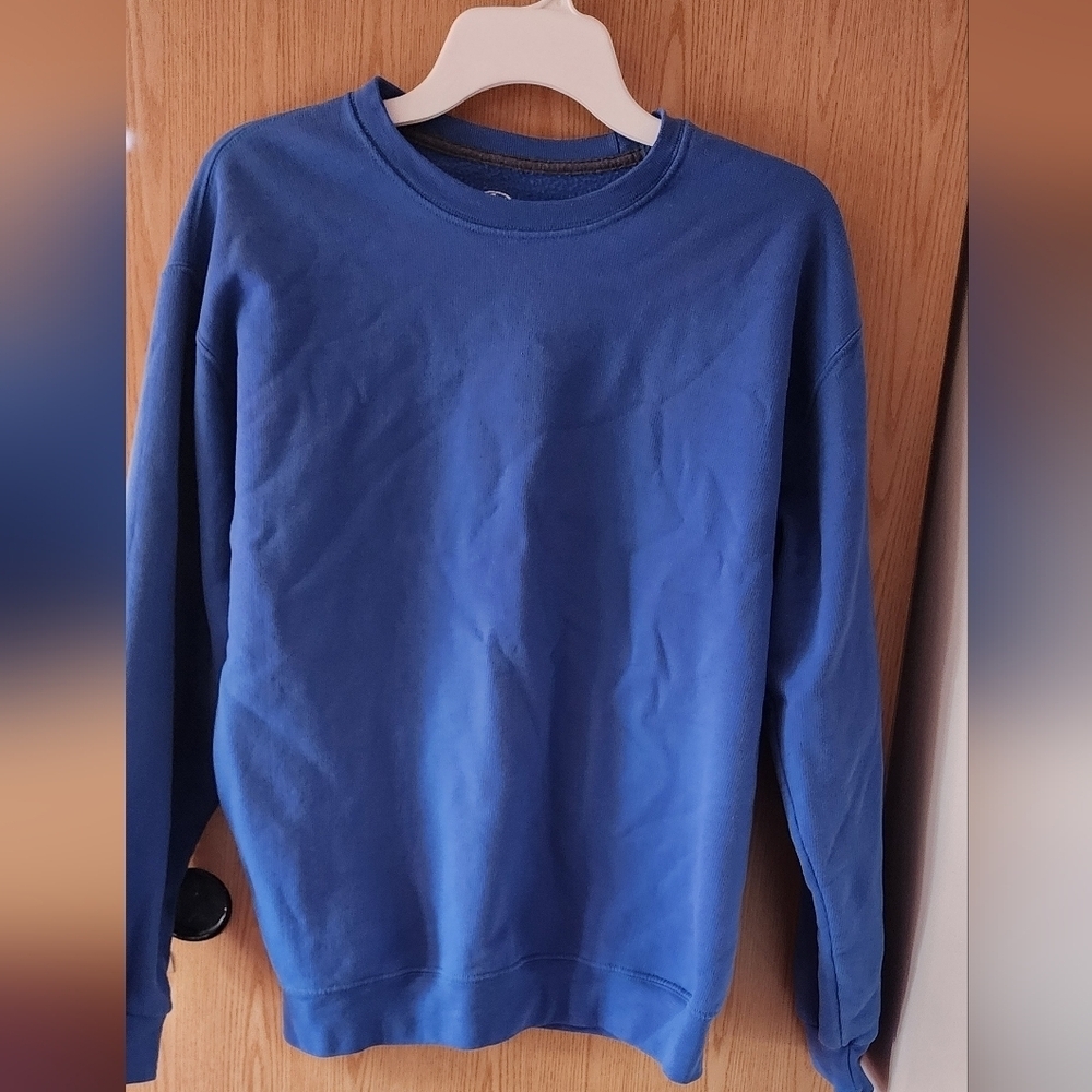 Athletic Works Men's Sweater Medium (38-40) Blue Fleece Pullover Crew Neck